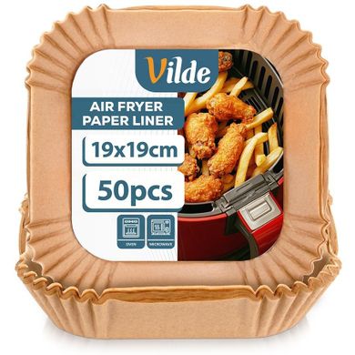 Vilde, wkład do frytkownicy beztłuszczowej Air Fryer, papierowy, kwadratowy, 19-19 cm, 50 szt.