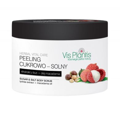 Vis Plantis, Herbal Vital Care, peeling cukrowo-solny do ciała, ekstrakt z liczi + olej macadamia, 200 ml
