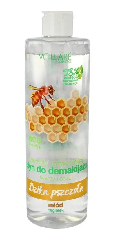 Vollare, Dzika Pszczoła, płyn do demakijażu twarzy i oczu naturalnie oczyszczający, 400 ml
