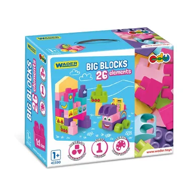Wader, Big Blocks, klocki, różowo-fioletowe, 26 elementów