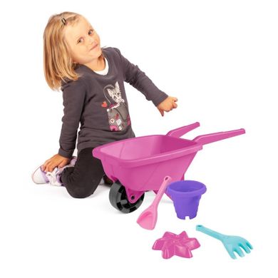 Wader, Happy Summer, taczka do piasku z akcesoriami, różowa
