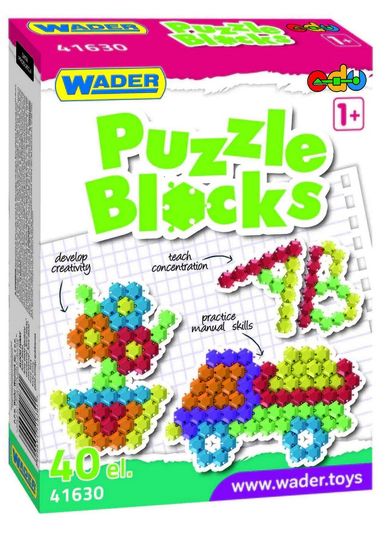 Wader, Mini Blocks, klocki-puzzle w kartonie, 40 elementów