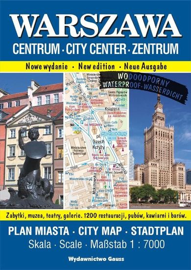 Warszawa Centrum. Plan miasta foliowany 1:7000