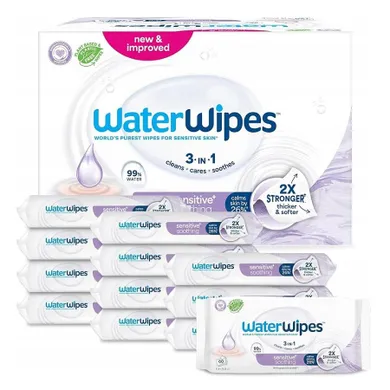 WaterWipes, Sensitive+, kojące chusteczki nawilżane z lawendą, 12-60 szt.