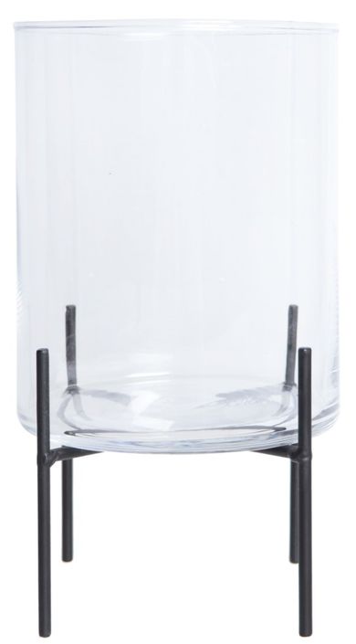 Wazon szklany na czarnych nogach, 12-12-19 cm