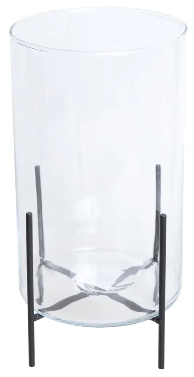 Wazon szklany na czarnych nogach, 12-12-24 cm