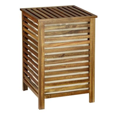 Wenko, Fondi, drewniany kosz na pranie z pokrywą, 65 cm