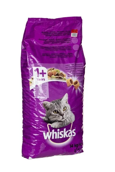 Whiskas, Adult, wołowina z marchewką, karma sucha dla kota, 14 kg