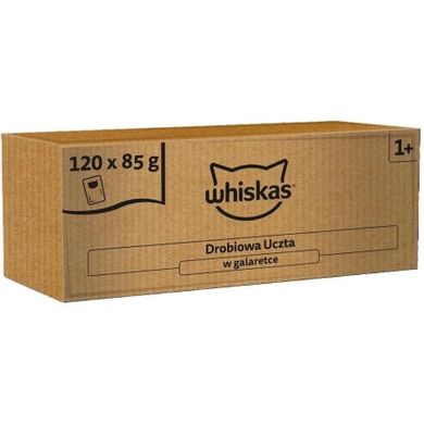 Whiskas, Drobiowa Uczta w galaretce, mokra karma dla kota, 85g, 120 szt.