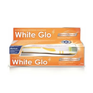 White Glo, Smoker Formula Whitening, wybielająca pasta do zębów dla palaczy, 100 ml, zestaw ze szczoteczką