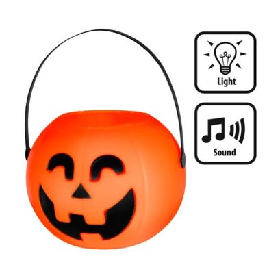Wiaderko Dynia na cukierki, Halloween, świecące i grające