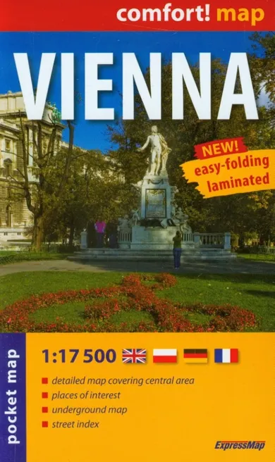 Wiedeń (Vienna). Laminowany plan miasta 1:17 500, kieszonkowy