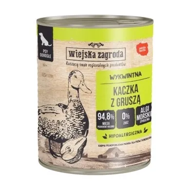 Wiejska Zagroda, kaczka z gruszką, karma mokra dla psów, 800g