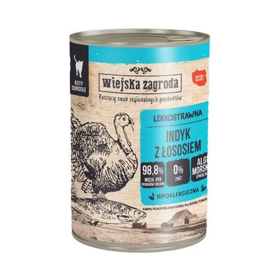 Wiejska Zagroda, karma mokra dla kota, indyk, łosoś, 400g