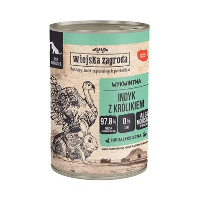Wiejska Zagroda, karma mokra dla psa, indyk z królikiem, 400g