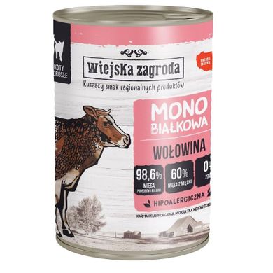 Wiejska Zagroda, Monobiałkowa wołowina, mokra karma dla kota, 400g