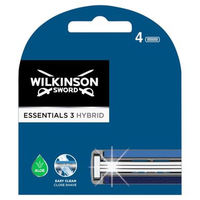 Wilkinson, Essentials 3 Hybrid, wkład z trzema ostrzami i paskiem nawilżającym, 4 szt.