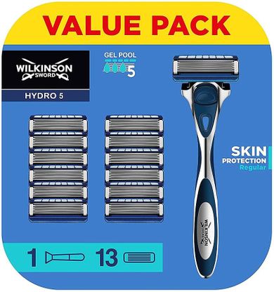 Wilkinson, Hydro, 5 Skin Protection Regular, maszynka do golenia z wymiennymi ostrzami dla mężczyzn, + wkłady, 13 szt.