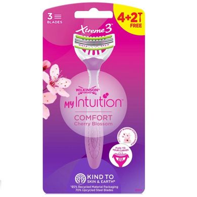 Wilkinson, My Intuition Xtreme 3 Comfort Cherry Blossom, jednorazowe maszynki do golenia dla kobiet, 6 szt.