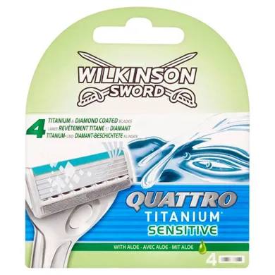 Wilkinson, Quattro Titanium Sensitive, zapasowe ostrza do maszynki do golenia dla mężczyzn, 4 szt.