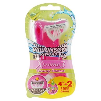 Wilkinson, Xtreme3 Beauty Sensitive, jednorazowe maszynki do golenia dla kobiet, 6 szt.