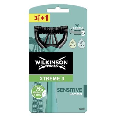 Wilkinson, Xtreme3 Sensitive Comfort, jednorazowe maszynki do golenia dla mężczyzn, 4 szt.