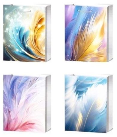 W&K, torebka prezentowa, Piórka, L, 1 szt.