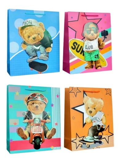 W&K, torebka upominkowa, 3D brokat, L, 1 szt.