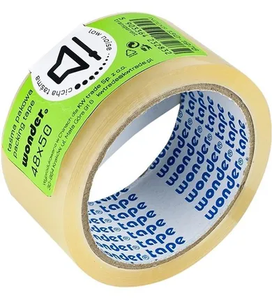 Wonder, taśma pakowa cicha, transparentna, 48-50