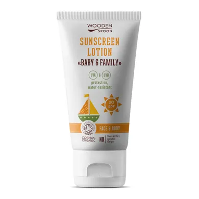 Wooden Spoon, Baby & Family, Sunscreen Lotion, balsam do opalania dla dzieci i całej rodziny, SPF30, 150 ml