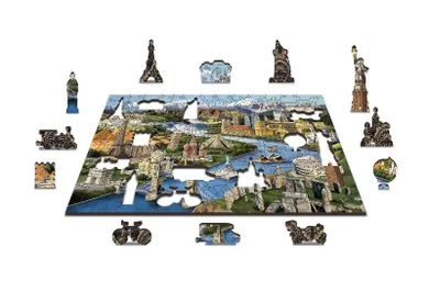 Wooden.City, drewniane puzzle z figurkami, atrakcje świata, 505 elementów