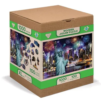 Wooden.City, Nowy Jork nocą, rozmiar XL, drewniane puzzle z figurkami, 1000 elementów