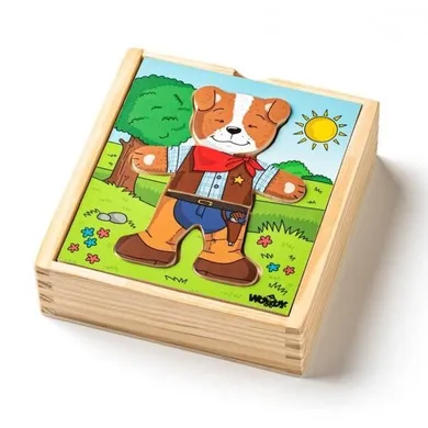 Woody, pies do przebierania, drewniana układanka