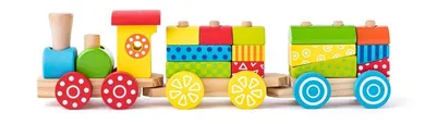 Woodyland, pociąg, klocki drewniane
