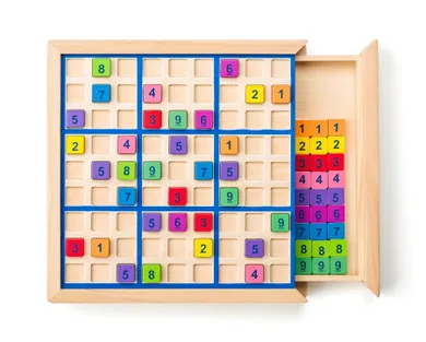 Woodyland, sudoku, gra logiczna, drewniana, 30-27-3 cm