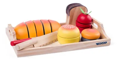 Woodyland, zestaw śniadaniowy do krojenia, drewniane jedzenie