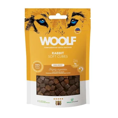 Woolf, Soft Cubes, królik, przysmak dla psa, 100g