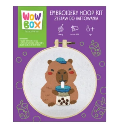Wow Box, zestaw do haftowania, Kapibara Bubble tea