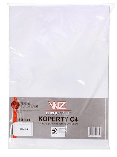 Wz Eurocopert, koperta C4 z paskiem, biała, 50 szt.
