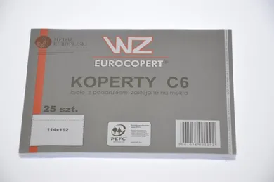 Wz Eurocopert, koperta C6, nie klejona, biała, 25 szt.