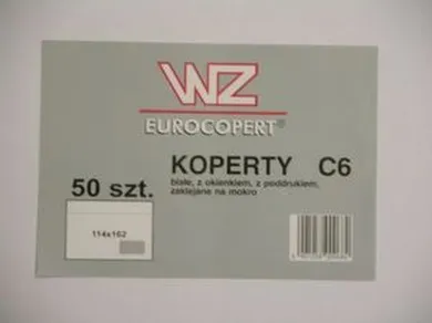 Wz Eurocopert, koperta C6, samoprzylepna, biała, 50 szt.