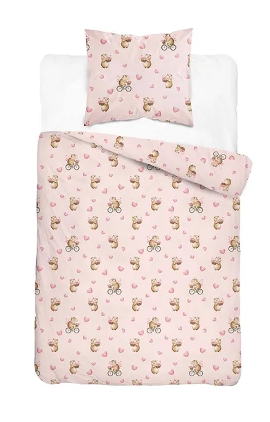 XOXO, komplet pościeli młodzieżowej, 140-200 cm + 70-80 cm, kapibara na rowerze