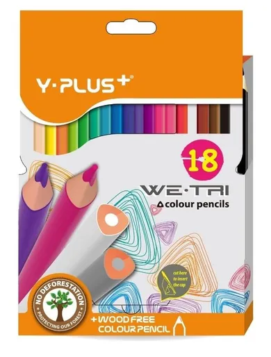 Y-plus, kredki bezdrzewne, 18 kolorów