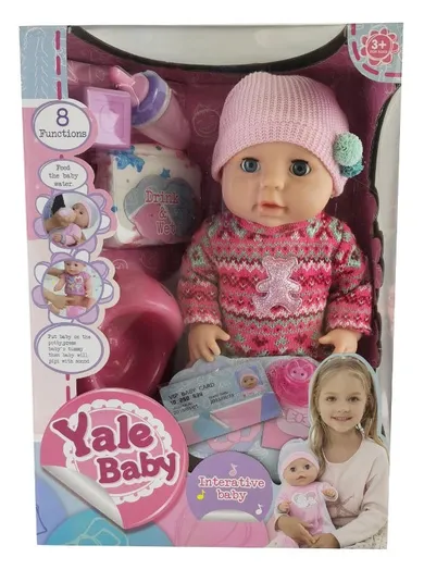 Yale Baby, interaktywna lalka bobas z akcesoriami, 40 cm