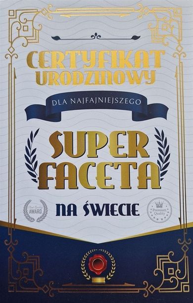 YEKU, karnet Certyfikat Urodzinowy Super Faceta
