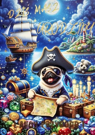 YEKU, karnet urodzinki, Mops, 3K