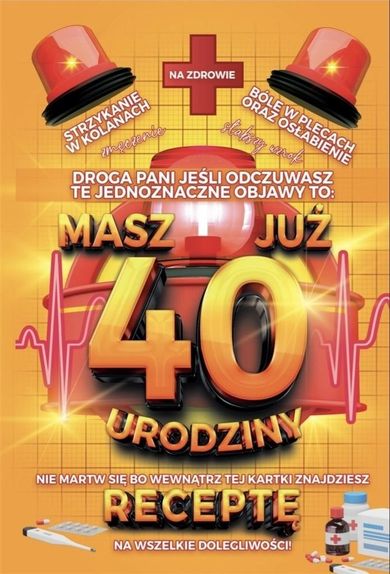 YEKU, karnet Urodzinowy z receptą 40