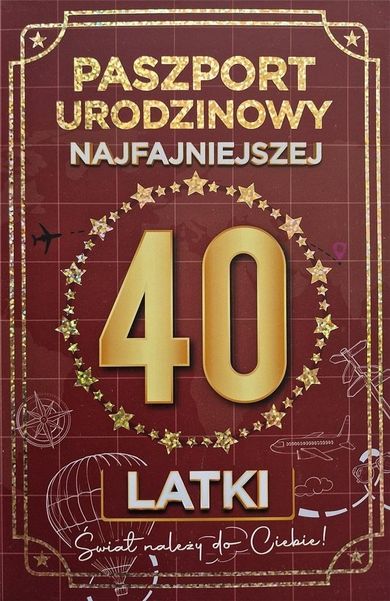 YEKU, karnet urodziny 40 Nowy paszport, damskie
