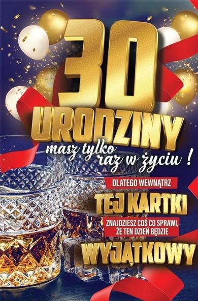 Yeku, karnet z naklejką, Urodziny, 30
