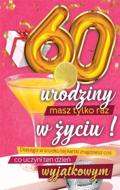 Yeku, karnet z naklejką, Urodziny, 60